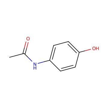 Paracetamol – strukturní vzorec C8H9NO2